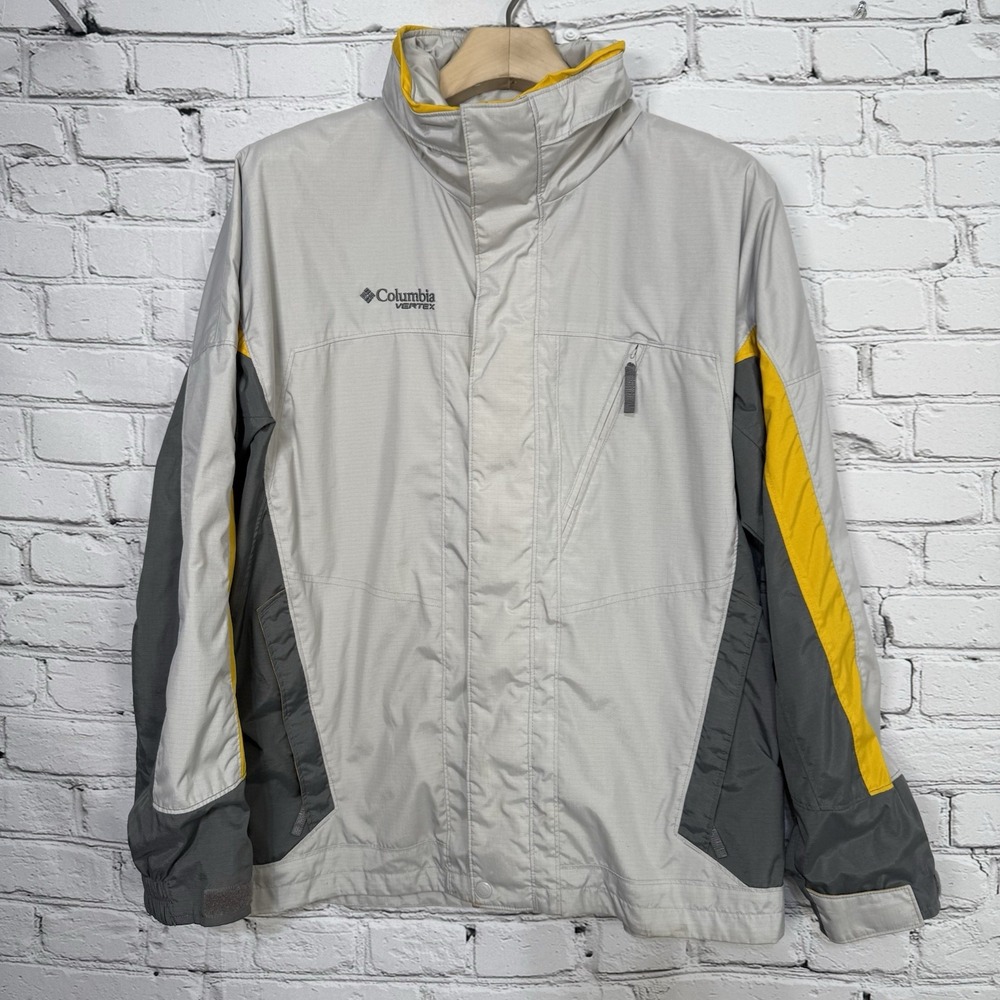 Vintage Columbia Vertex Bugaboo Jacket Youth Size 18/20 Gray Yellow Shell‎ Coat